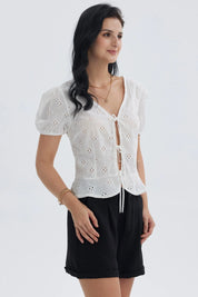 Blusa Mujer Abierta Con Amarras Crudo