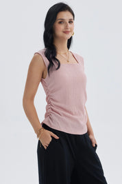 Polera Mujer Recogido Costado Palo Rosa