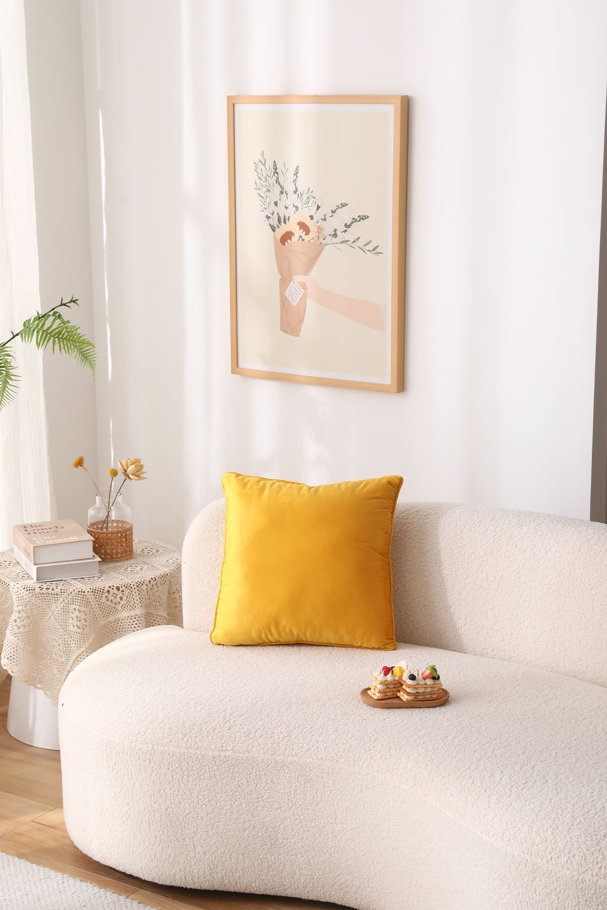 Cojín Unisex Velvet Liso Mostaza