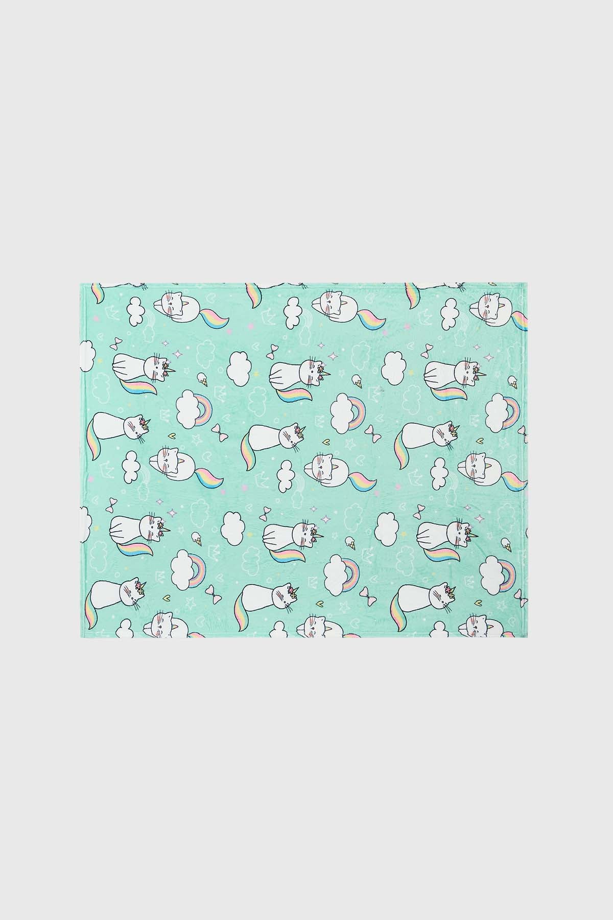 Frazada de polar rosada con estampado de unicornios