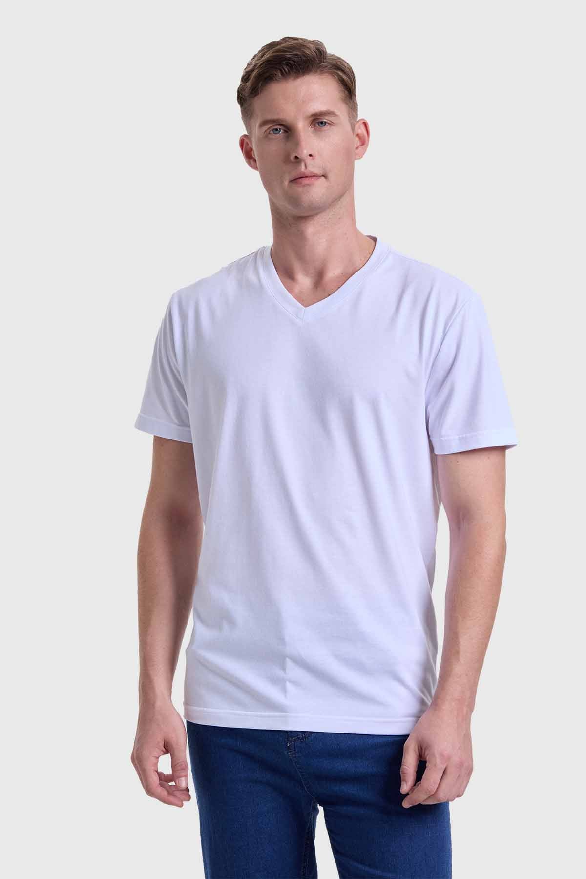 Polera Hombre Cuello V Básica Blanco – Fashion´s Park
