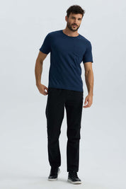 Polera Hombre Básica Con Bolsillo Azul Marino