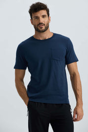 Polera Hombre Básica Con Bolsillo Azul Marino