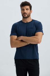 Polera Hombre Básica Con Bolsillo Azul Marino