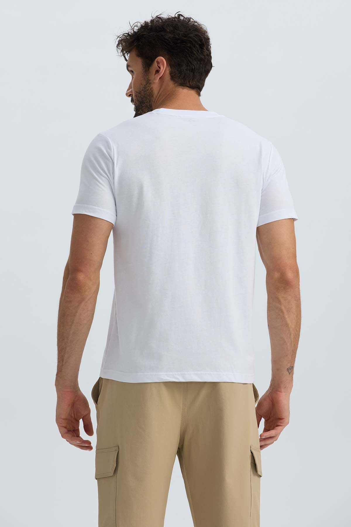 Polera Hombre Básica Con Bolsillo Blanco