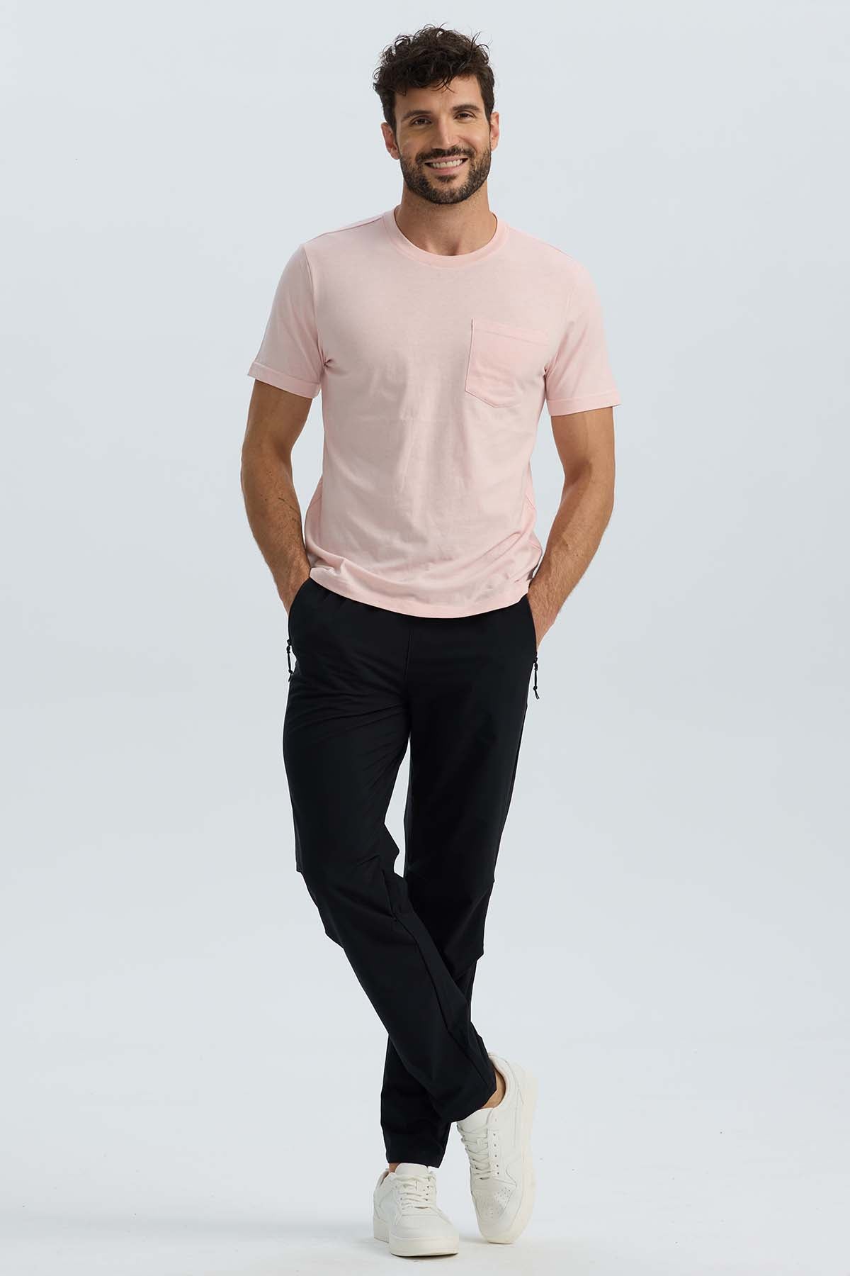 Polera Hombre Básica Con Bolsillo Rosado