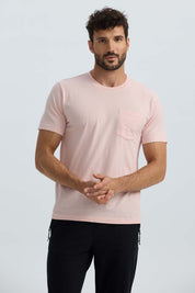 Polera Hombre Básica Con Bolsillo Rosado