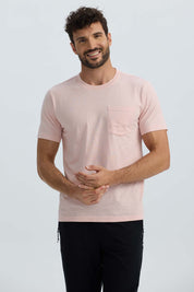 Polera Hombre Básica Con Bolsillo Rosado