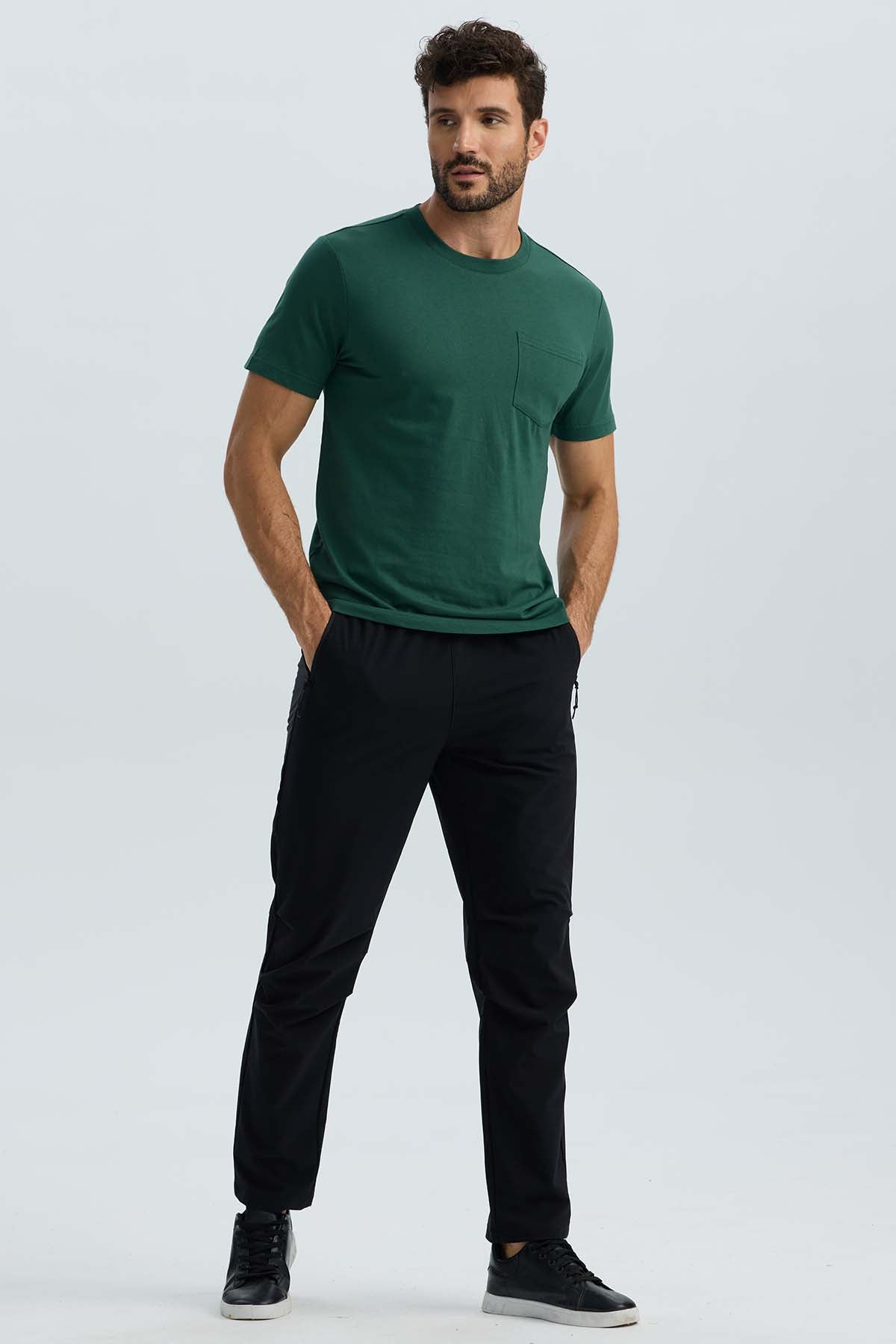 Polera Hombre Básica Con Bolsillo Verde Olivo