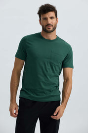 Polera Hombre Básica Con Bolsillo Verde Olivo