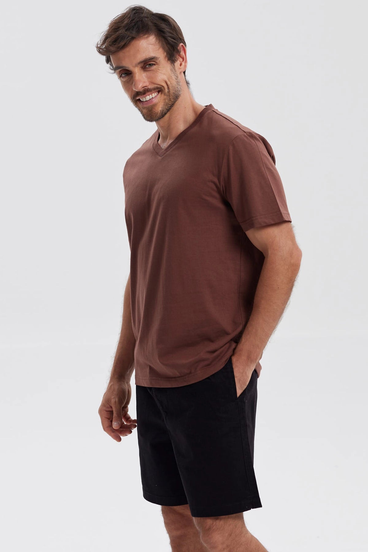 Polera Hombre Básica Café Oscuro