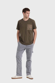 Polera Hombre Pocket Verde Militar