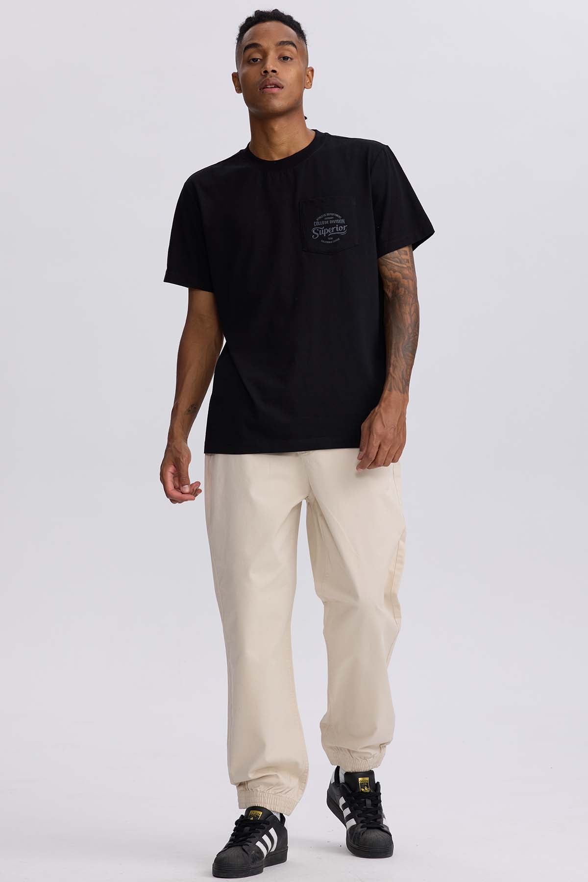 Pantalón hombre jogger twill beige