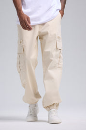 Pantalón Hombre Cargo Jogger Beige