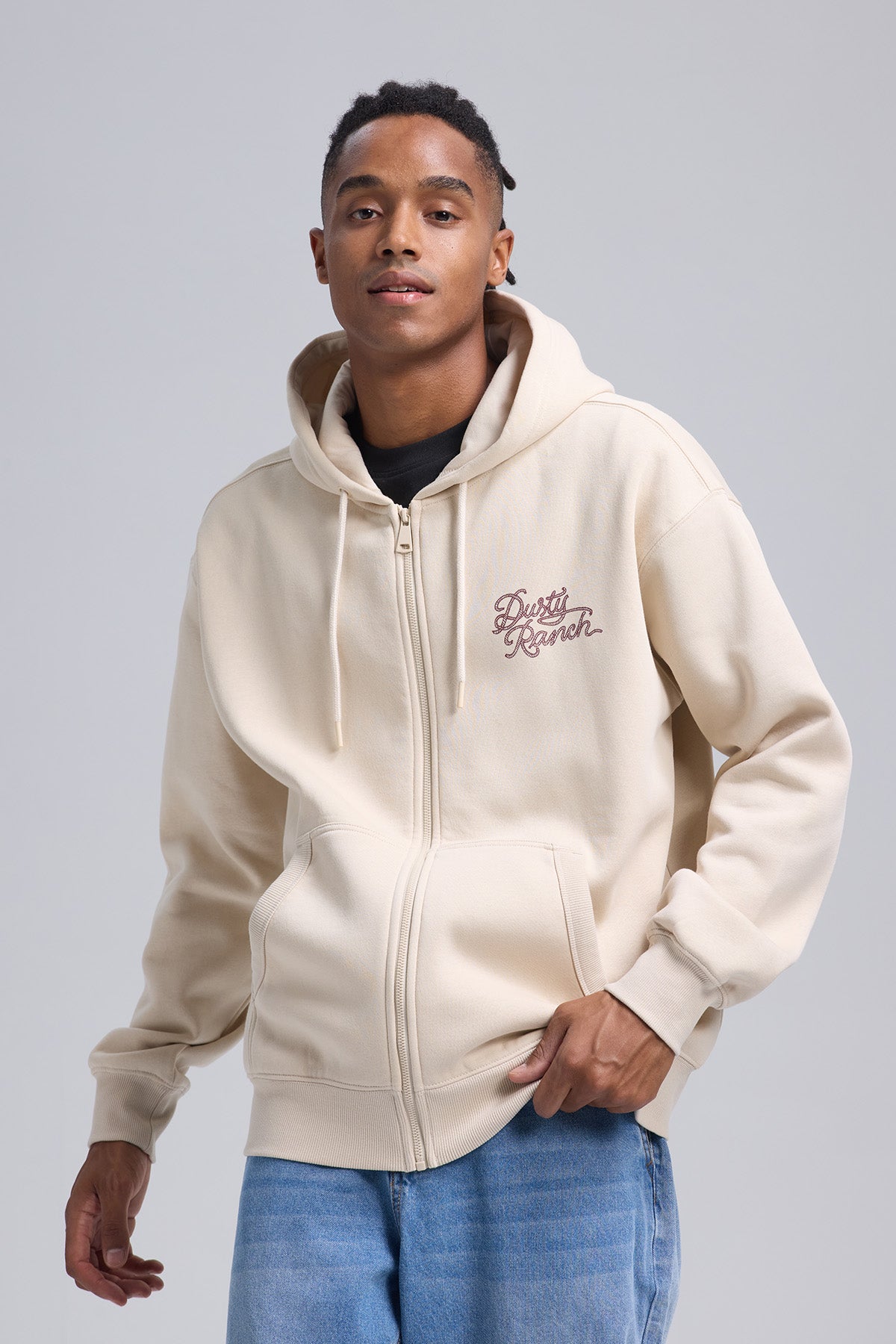 Polerón Hombre Full Zipper Doble Beige