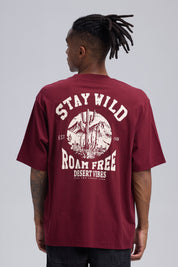 Polera Hombre Print Desert Burdeo