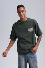 Polera Hombre Print Desert Verde Militar
