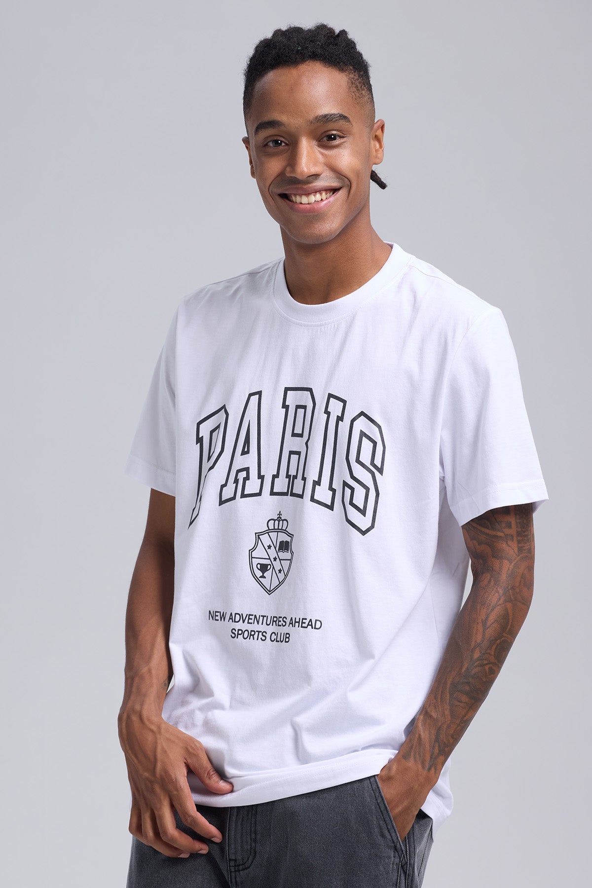 Polera Hombre Estampado Blanco