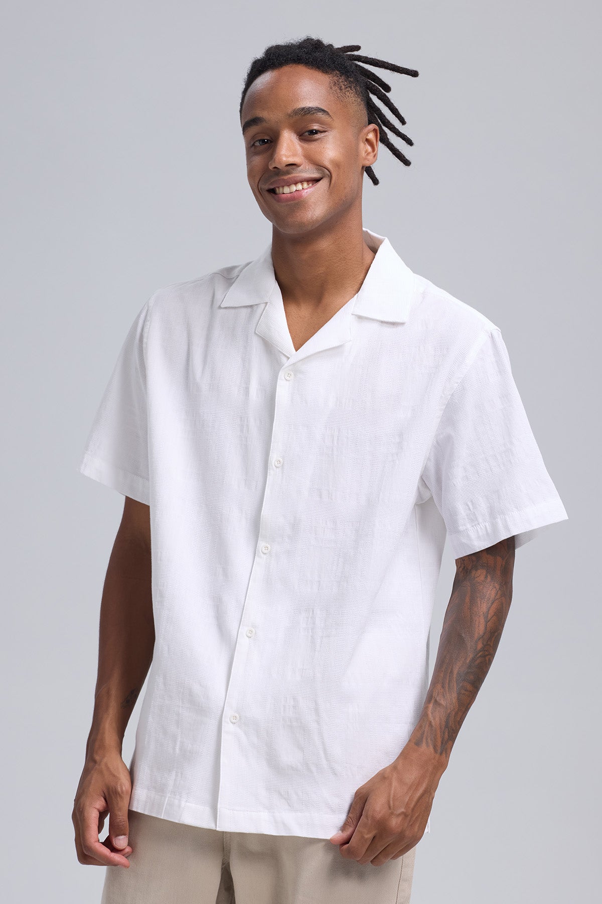 Camisa Hombre Textura Blanco