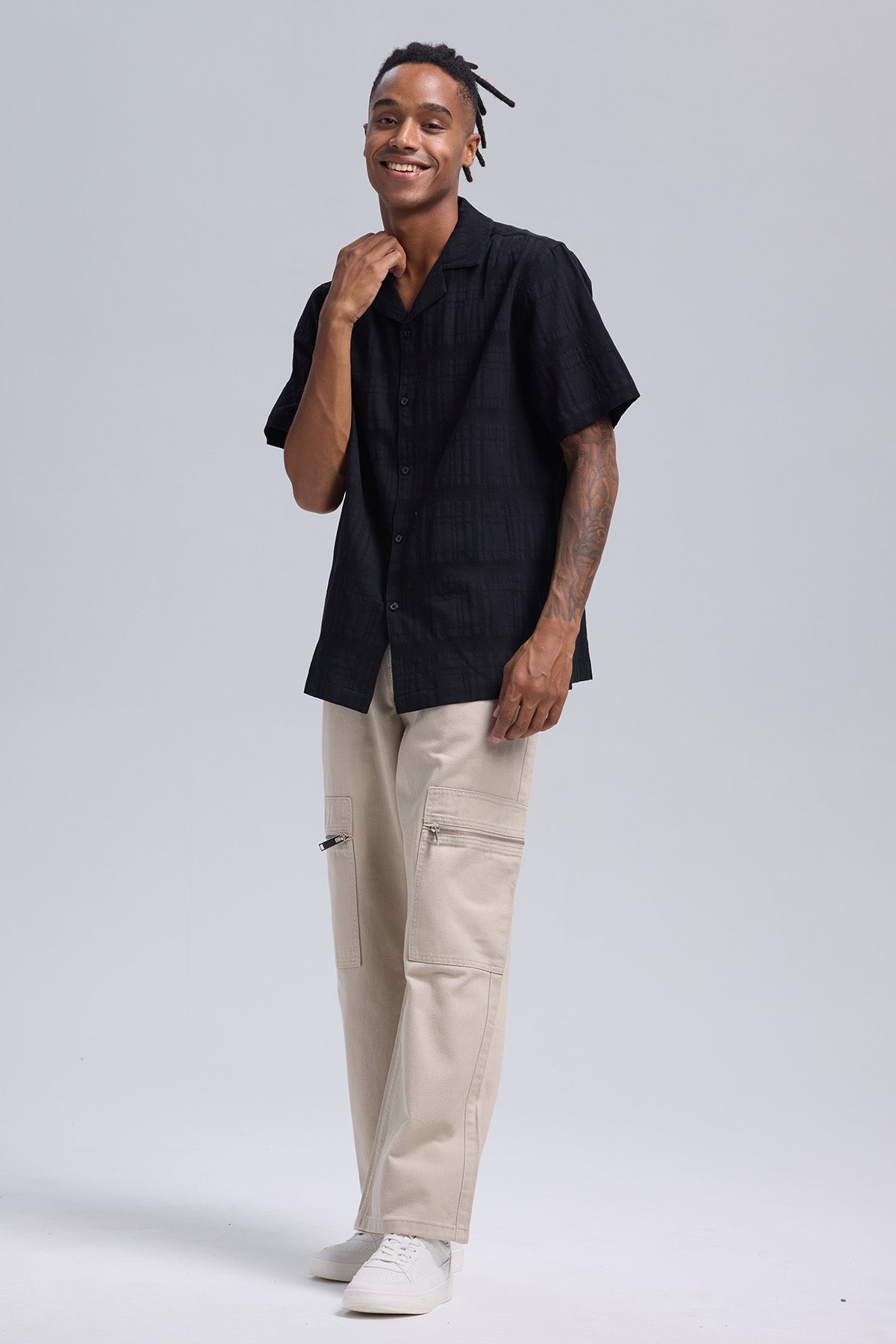 Camisa Hombre Textura Negro