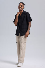 Camisa Hombre Textura Negro