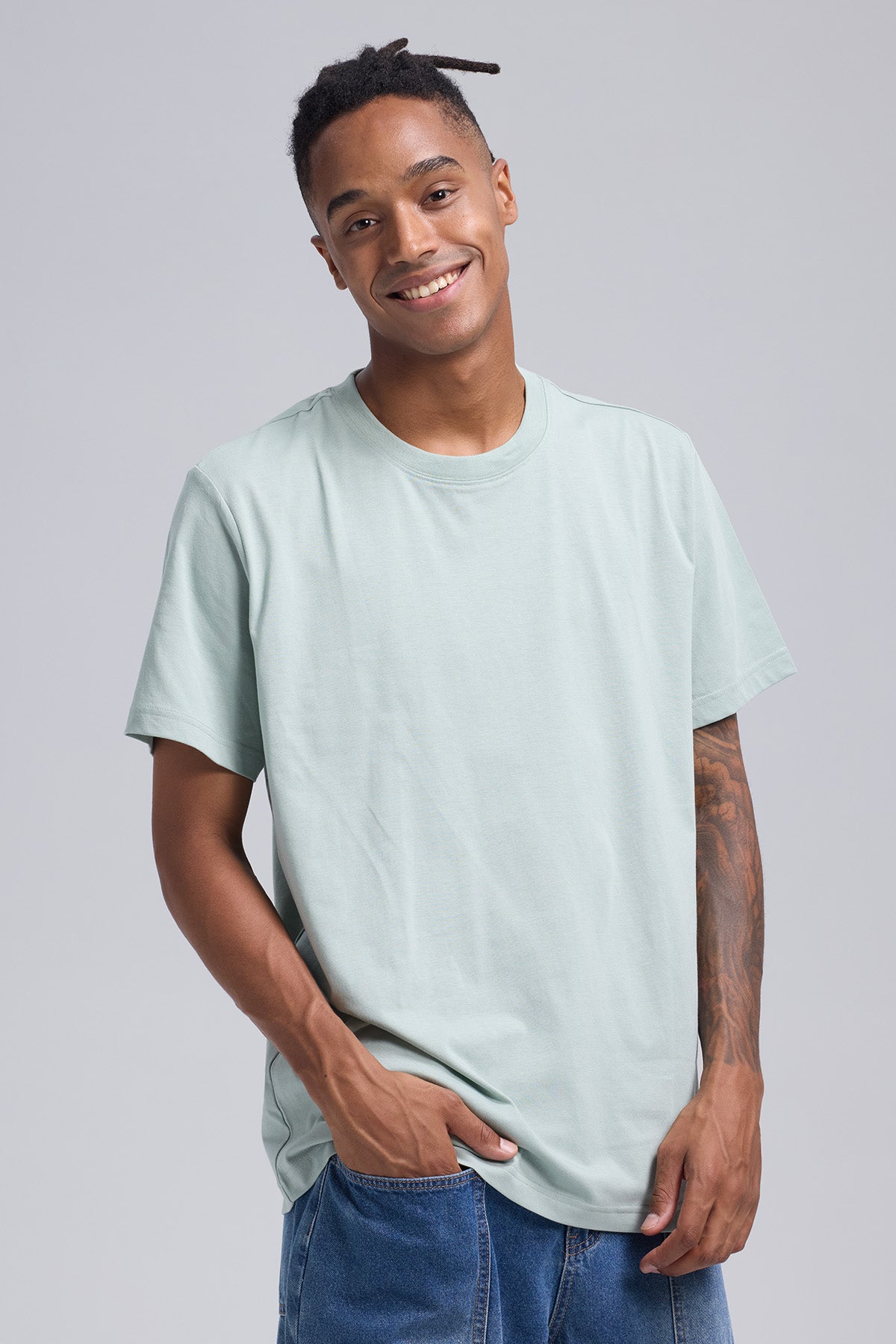 Polera Hombre Long Fit Básica Verde Claro