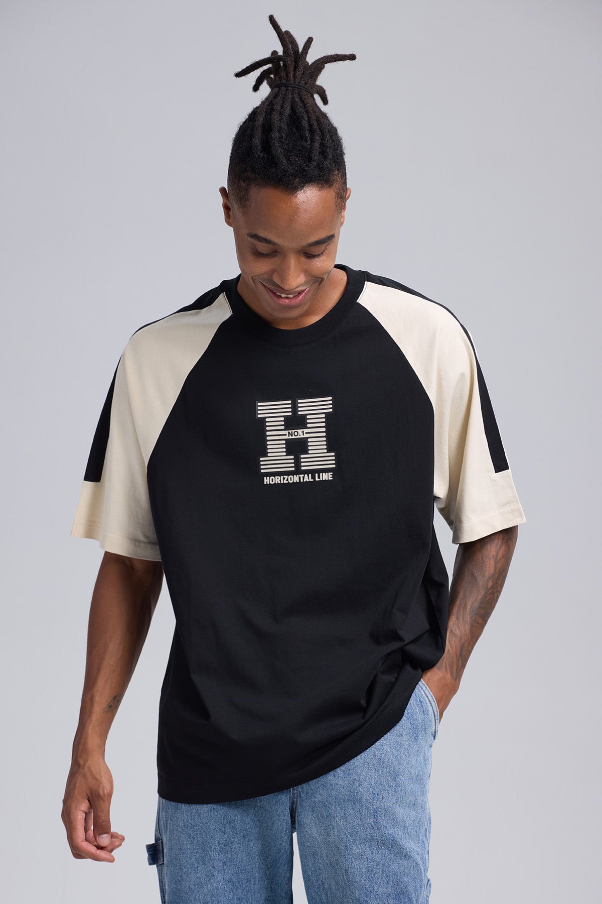 Polera Hombre Manga Contratono Negro