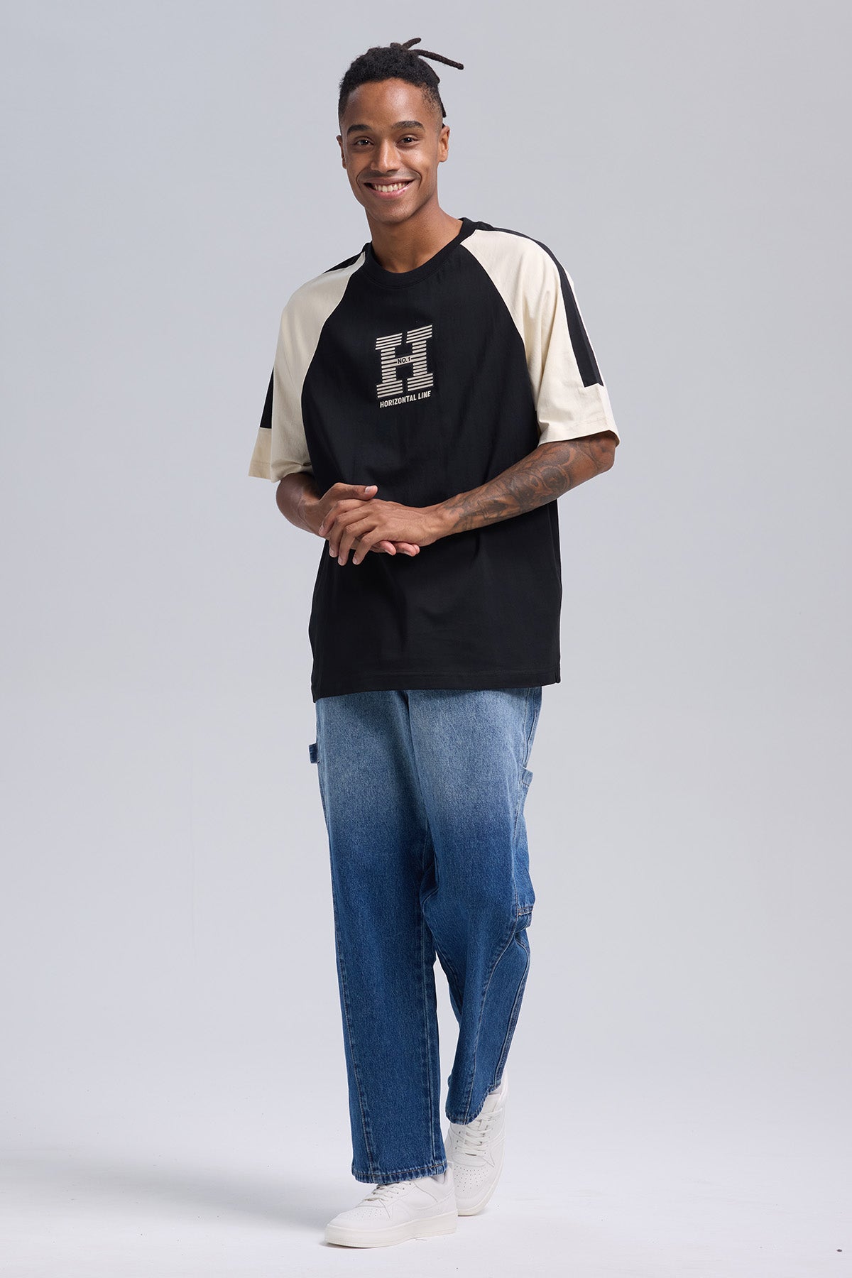 Polera Hombre Manga Contratono Negro