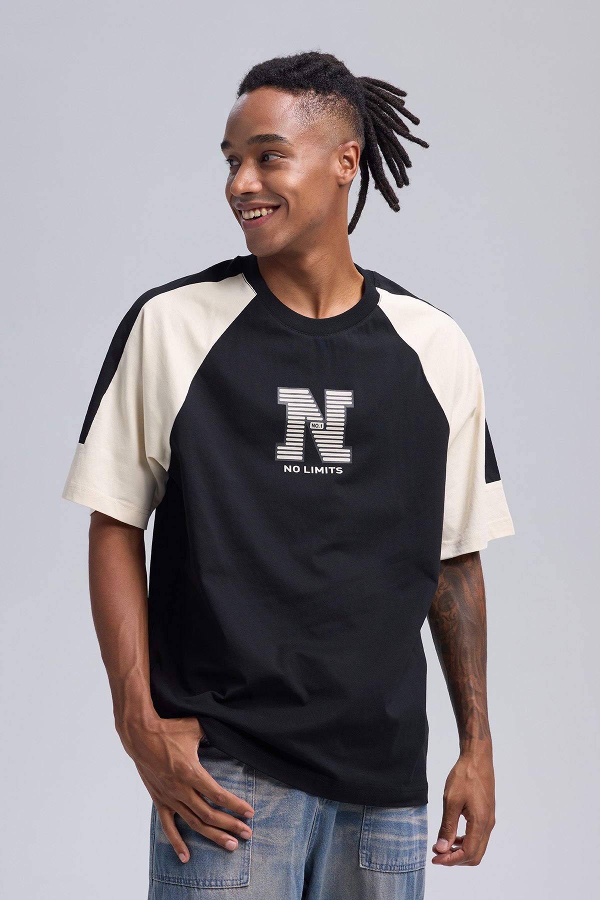 Polera Hombre Manga Contratono Negro