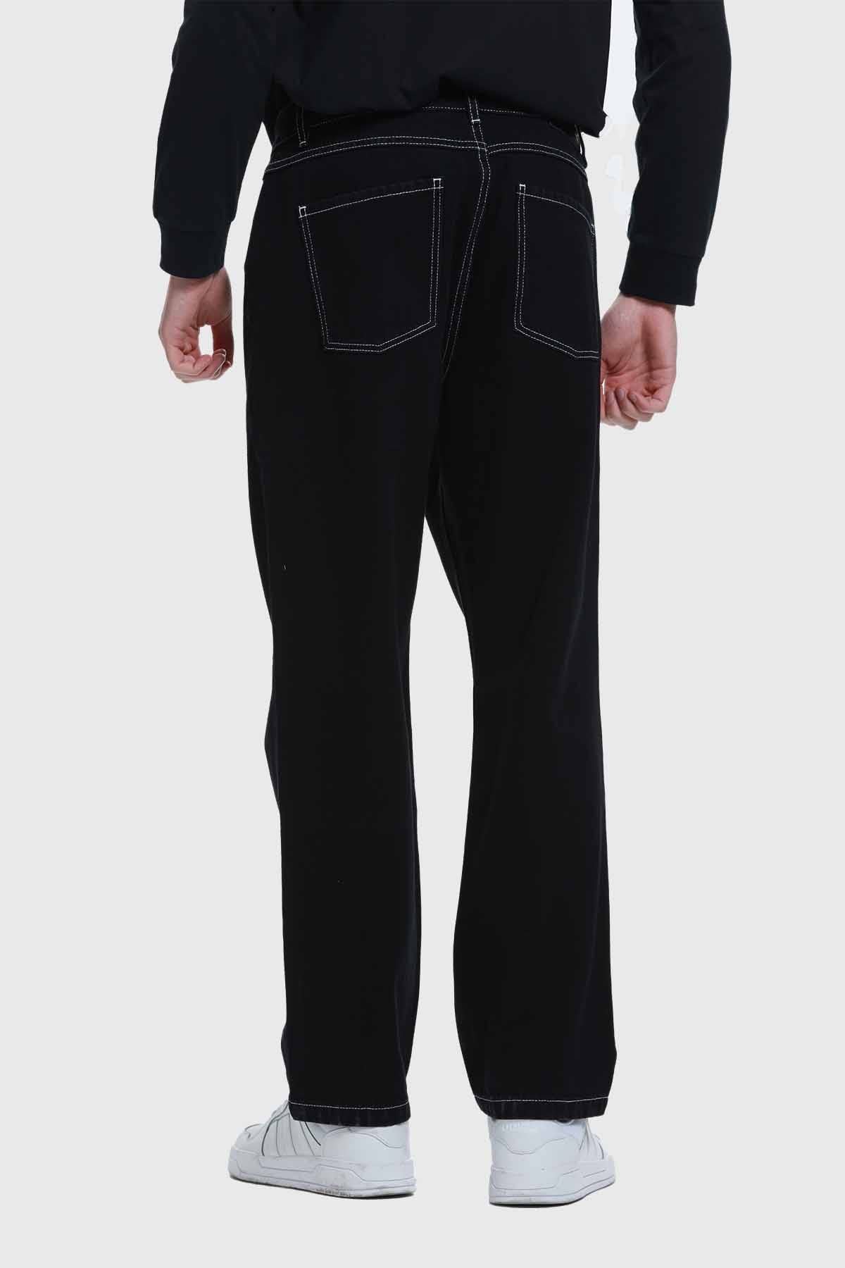 Jeans Hombre Wide Leg Costura Negro