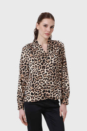 Blusa Mujer Animal Print Beige