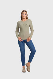 Polera Mujer Rib Aplicación Verde