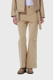 Pantalón Mujer Flare Push Cotelé Beige