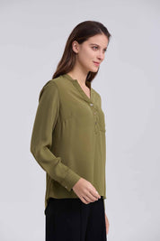 Blusa Mujer Crep Con Botón Verde