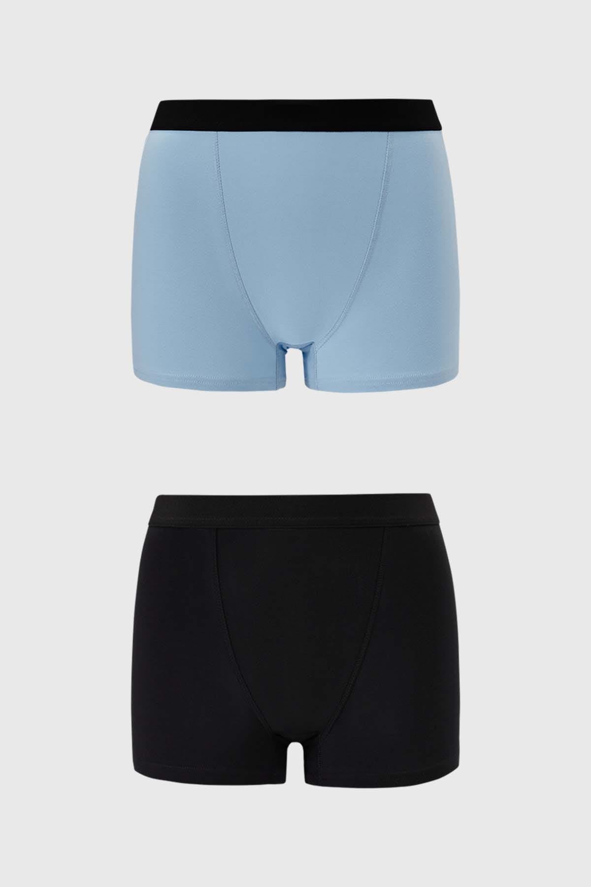 Calzón Mujer Bipack Short Tipo Boxer Celeste