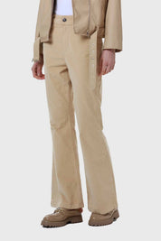 Pantalón Mujer Flare Push Cotelé Beige
