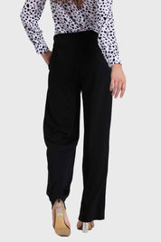 Pantalón Mujer Palazzo Con Hebilla Negro