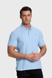 Polera Hombre Piqué Básica Celeste