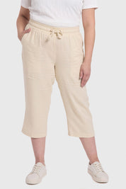 Pantalón Mujer Lino Beige