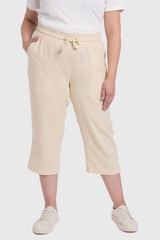 Pantalón Mujer Lino Beige
