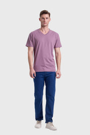 Polera Hombre Cuello V Básica Malva