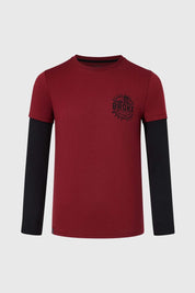 Polera Niño Doble Manga Básica Rojo