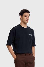 Polera Hombre Print Graffiti Negro