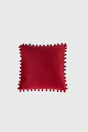 COJÍN HOME POM POM CUADRADO ROJO OSCURO
