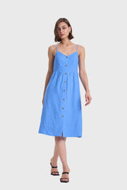 Vestido Mujer Pabilo Lino Celeste
