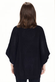Sweater Mujer Poncho Negro