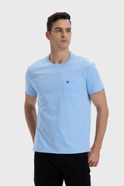 Polera Hombre Con Bolsillo Celeste