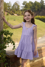 Vestido Niña Textura y Vuelos Lila