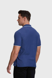 Polera Hombre Piqué Básica Azul