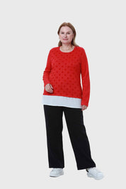 Polera Mujer Con Faldón Rojo